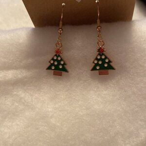 Christmas Tree with White  Lights Earrings